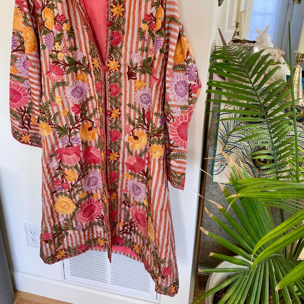 Vintage Sllk Embroidered Kimono Jacket M/L - Picture 5 of 6